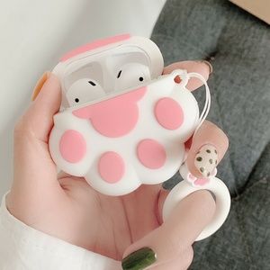Cute Air Pods Silicone Case 3D Design Paw White